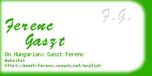 ferenc gaszt business card